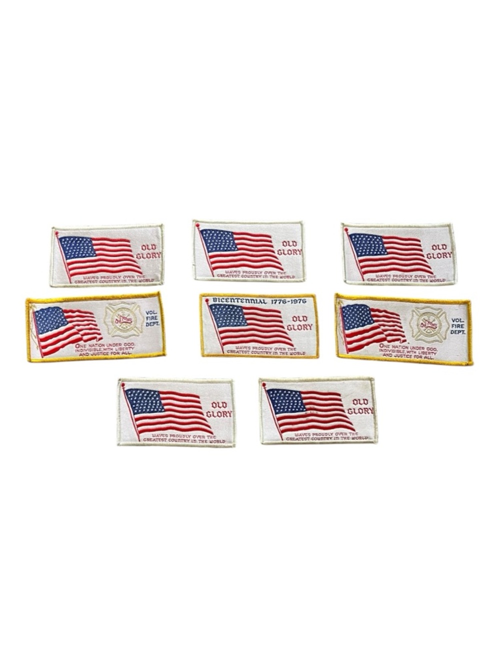 Lot of 8 Vintage American Flag Patches Old Glory Volunteer Fire Bicentennial